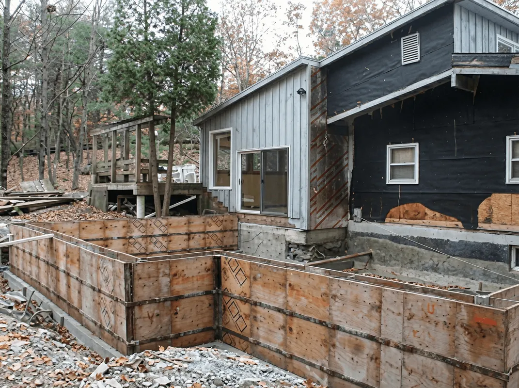 Prepared site with foundation forms for home remodeling and addition project in Ogden, UT